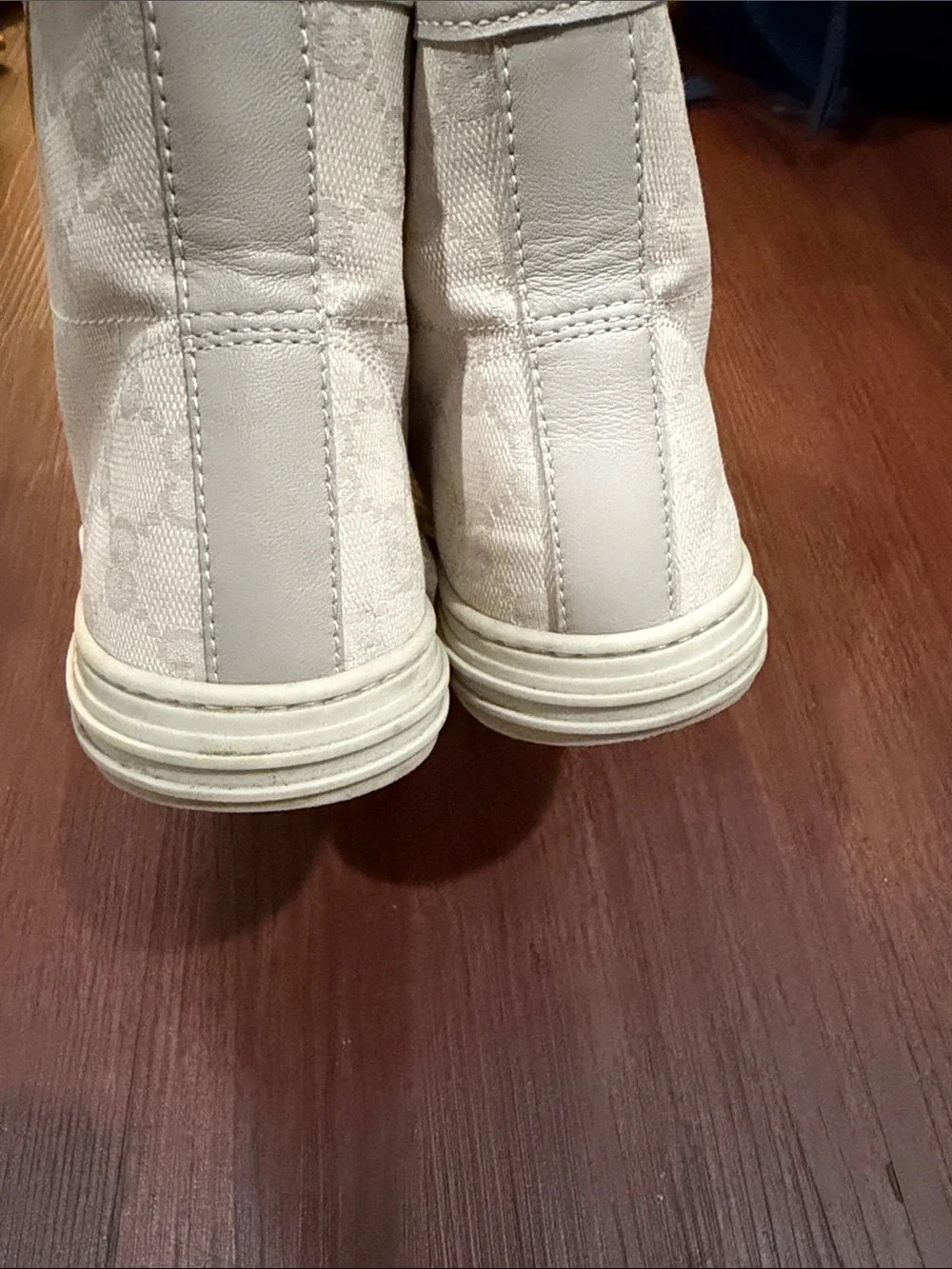Gucci Women's High-Top Canvas & Leather Sneakers in Off-White